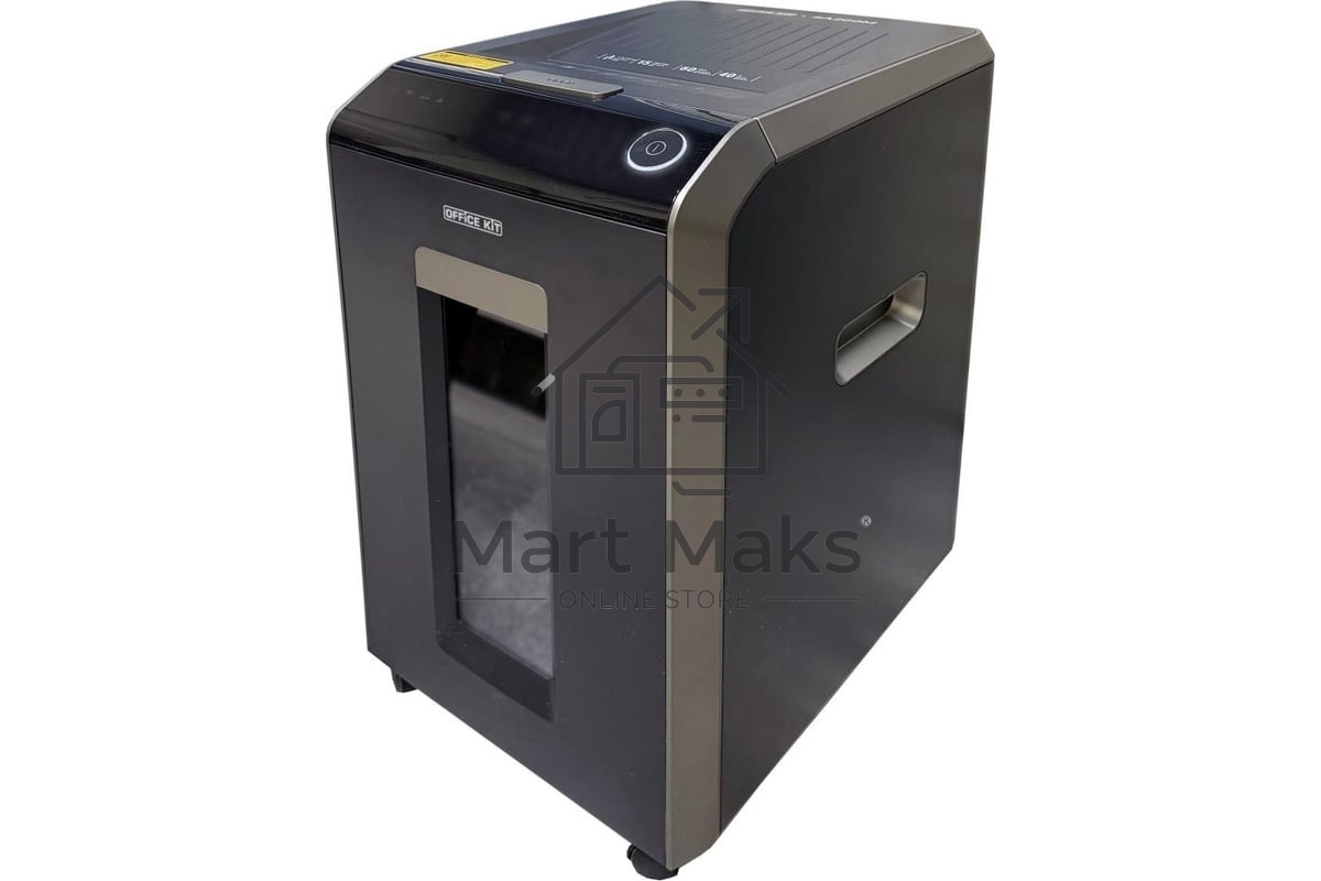 Шредер Office Kit SA200С 3,8x10 черный/серый с автоподачей (секр.P-4) фрагменты 220лист. 40лтр. скобы пл.карты