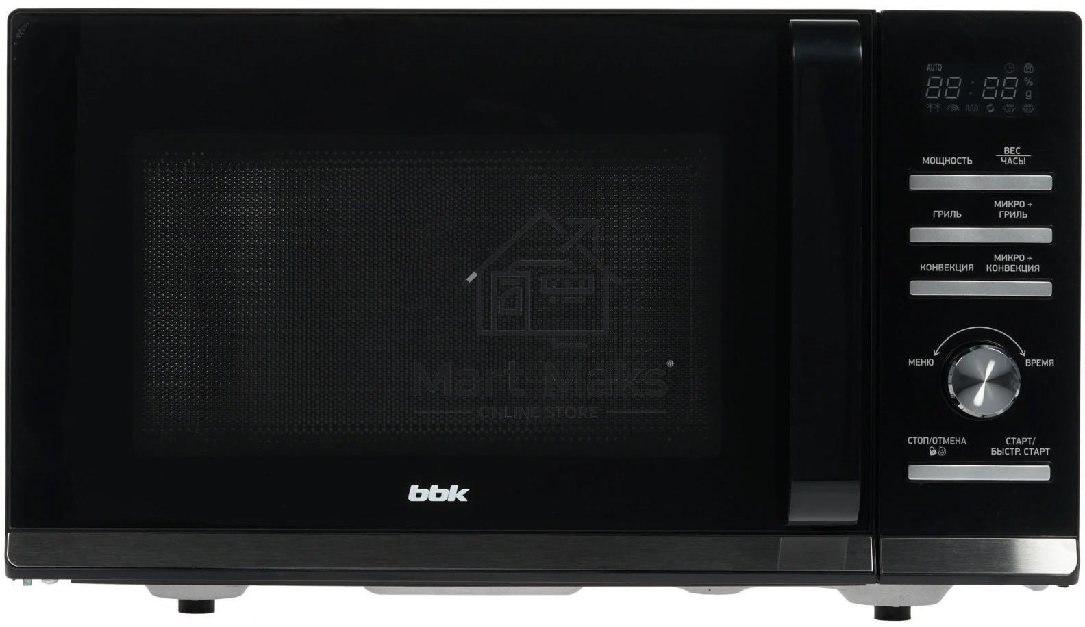 Микроволновая печь BBK 25MWC-991T/B черный/серебристый, 25 л, 900 Вт, переключатели - кнопки, поворотный механизм