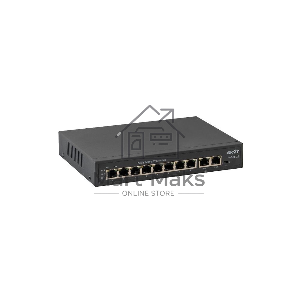 Коммутатор Бастион SKAT PoE-8E-2E, 8×100 Мбит/с PoE++ + 2×100 Мбит/с Uplink, неуправляемый