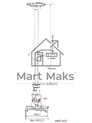 Кронштейн для проектора Cactus CS-VM-PR01L-BK черный макс.10кг настенный и потолочный поворот и наклон