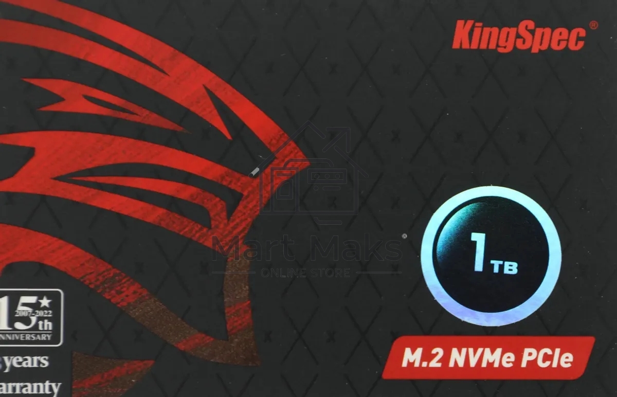 Накопитель SSD KingSpec NE-1TB, 1024GB, PCIe 3.0 x4, M.2 2280, NVMe, R/W 2400/1900