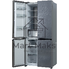 Холодильник Бирюса CD 496 TCG текстурированное серое стекло трехкамерный 334/162л морозилка снизу, NoFrost, Side by Side