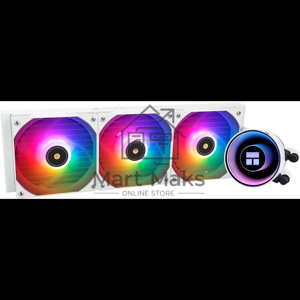 Водяное охлаждение для процессора Thermalright Frozen Notte 360 белый ARGB V2 (360mm, White, ARGB/ Fans: 3x120mm, 72.37CFM, 27.7dBA, 2000RPM/ Pump height 54mm, 28dBA, 5300RPM, Rad thickness 27mm/ S: 1200, 1700, 1851, 2011, 2066, 115X, AM2, AM2+, AM3, AM3+