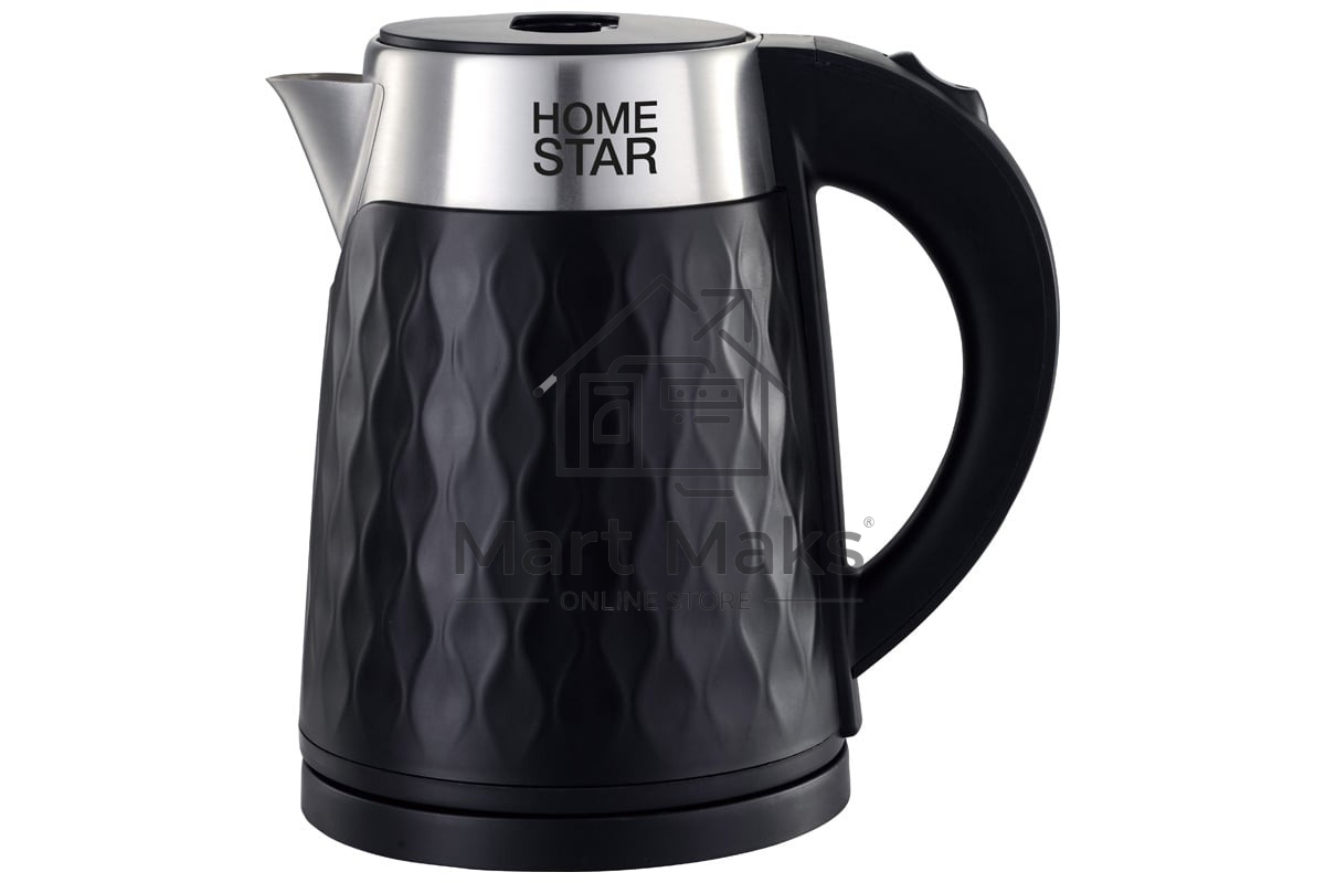 Чайник электрический HOMESTAR HS-1021 1500Вт, 1.7л, нержавейка+пластик, черный, двойной корпус