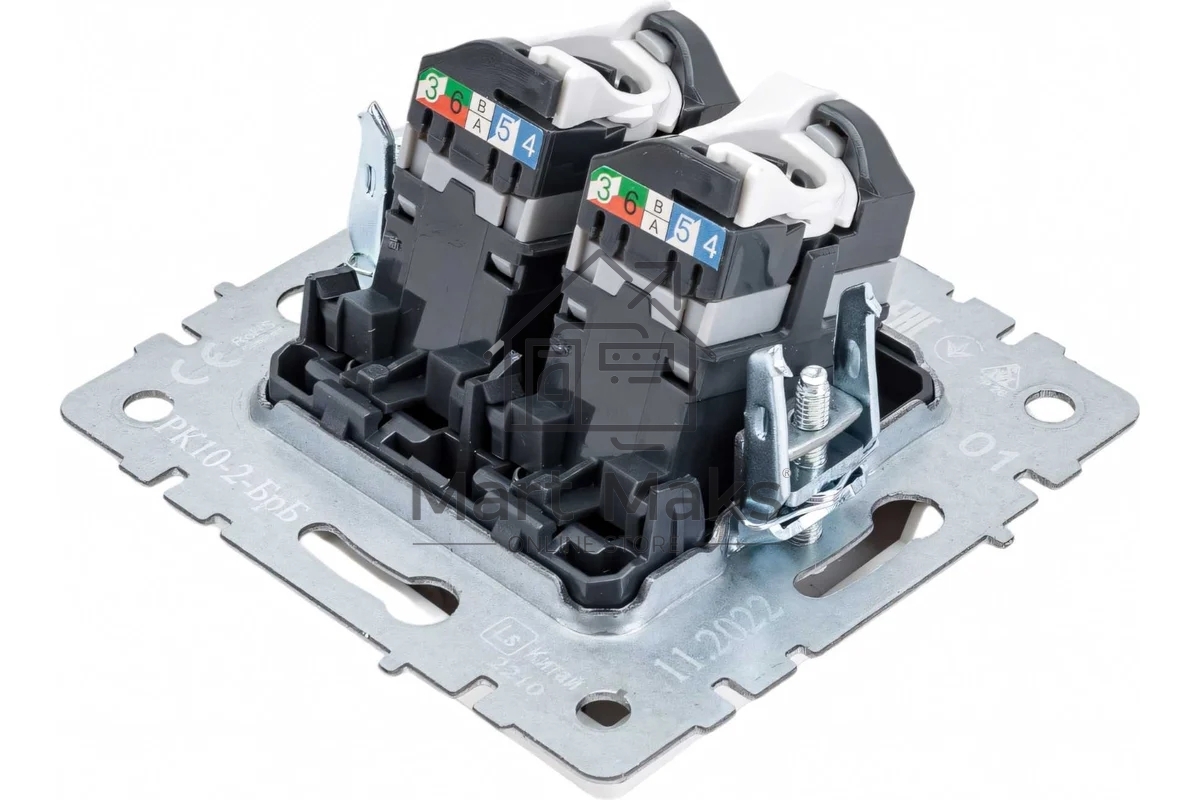 Розетка компьютерная двойная IEK BRITE РК10-2-БрБ RJ45 кат.5E белый