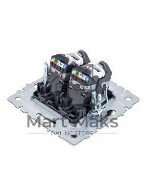 Розетка компьютерная двойная IEK BRITE РК10-2-БрБ RJ45 кат.5E белый