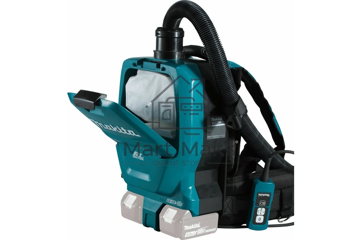 Строительный пылесос MAKITA DVC265ZXU аккумуляторный Li-ion, 36 В, уборка сухая, пылесборник мешок, 2 л, без АКБ, без ЗУ