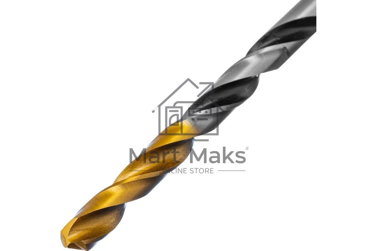 Сверло спиральное по металлу Denzel 5 x 86мм, Р6М5, Golden Tip, многогранная заточка