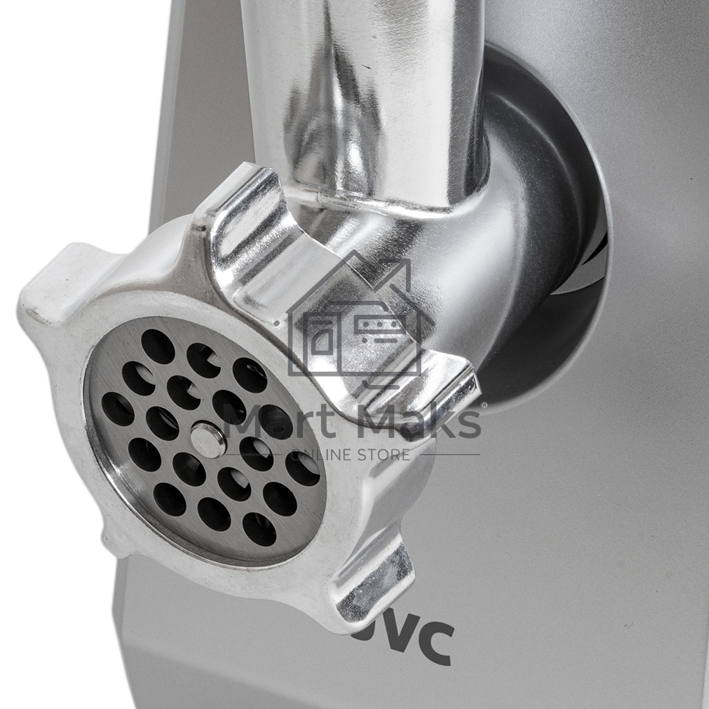 Мясорубка электрическая JVC JK-MG128 черный, 2500 Вт, 2.7 кг/мин, реверс, металлический лоток, насадки - 4