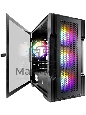 Компьютерный корпус 1STPLAYER TRILOBITE T3 черный mATX, TG 4x 120мм LED fans inc. T3-BK-4F1