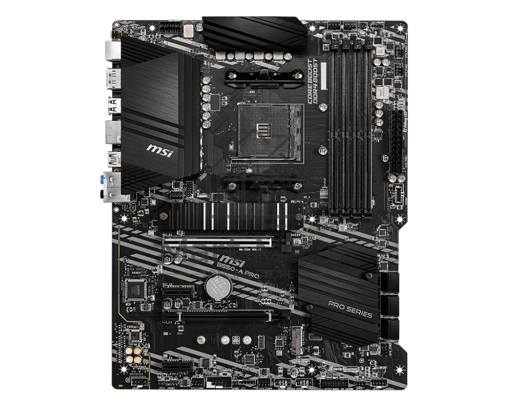 Материнская плата MSI B550-A PRO, AM4, AMD B550, 4xDDR4, 6xSATA, 2xM.2, 1xPCI-E 4.0 x16, 1xPCI-E 3.0 x16, 2xPCI-E x1, 1xHDMI, 1xDP, 1x 1Gb LAN, 4xUSB-A 2.0, 2xUSB-A 3.2 Gen 1, 1xUSB-A 3.2 Gen 2, 1xUSB-C 3.2 Gen 2, 6x3.5 мм, 7.1, ATX