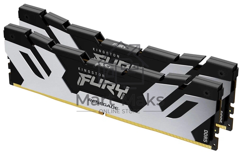 Оперативная память Kingston Fury Renegade, DDR5, 32GB (2x16GB), 6400MHz, CL32, DIMM, с радиатором, серебристый/черный