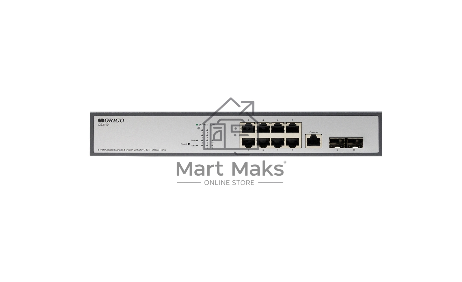 Коммутатор Managed L2 Switch 8x1000Base-T, 2x1000Base-X SFP, RJ45 Console, 19