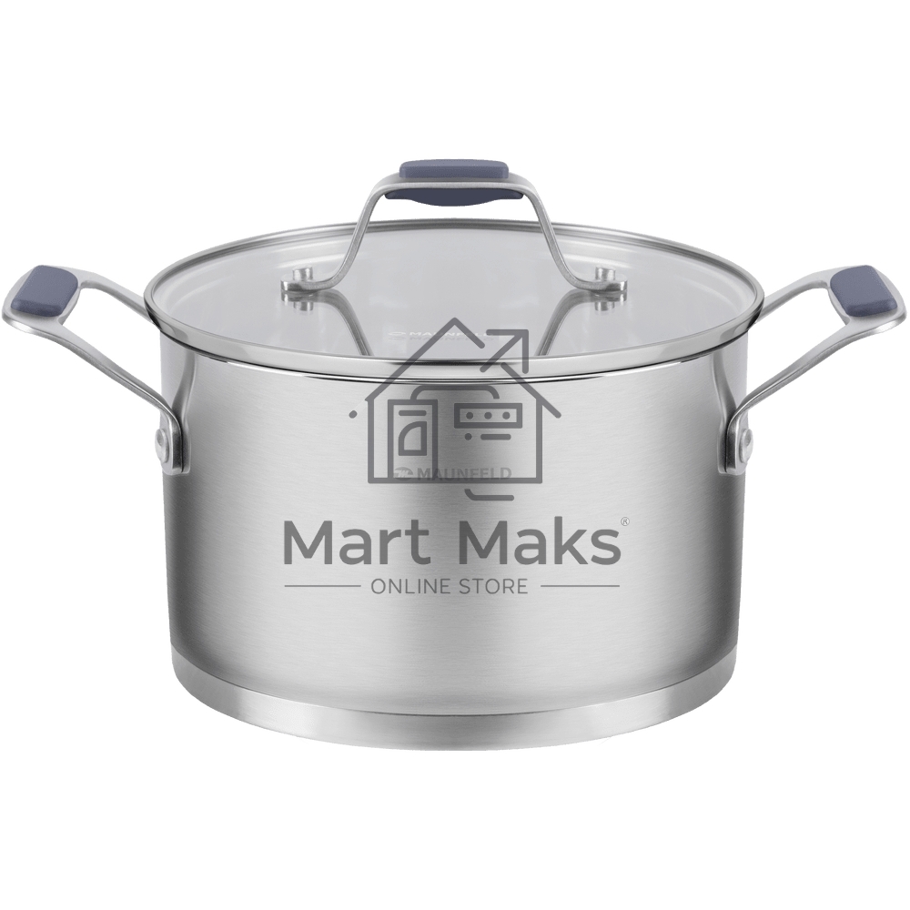 Кастрюля Maunfeld Madison MF50MS01CR из нержавеющей стали со стеклянной крышкой, 22см, 4,7л.