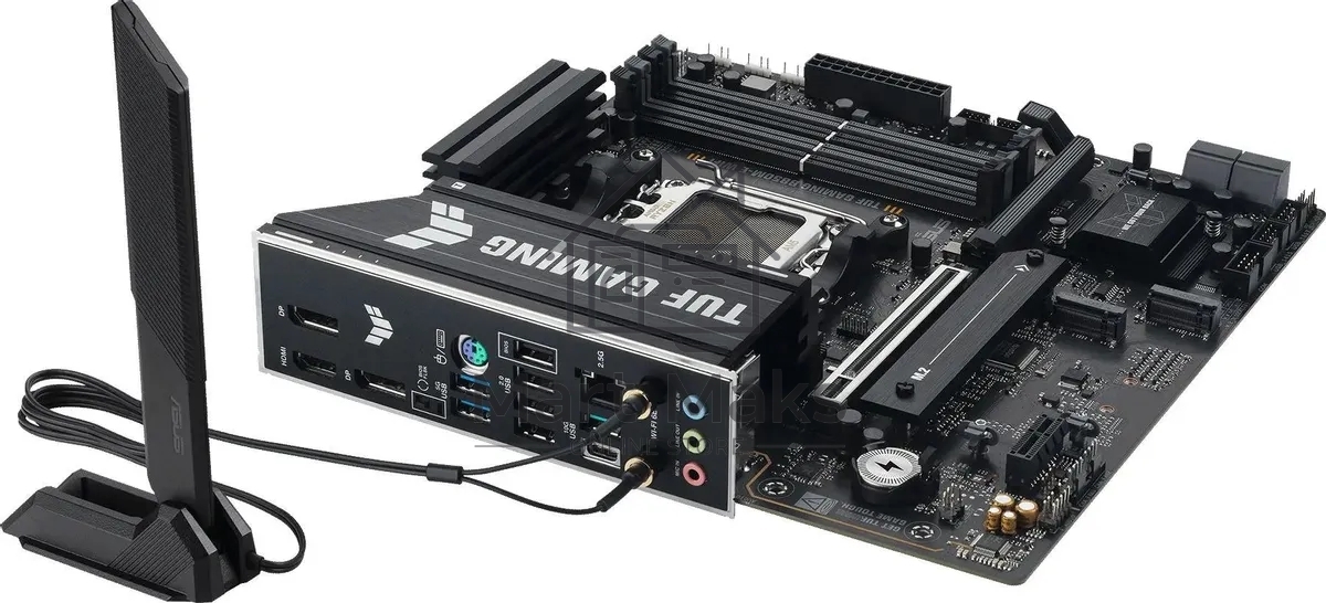 Материнская плата ASUS TUF GAMING B850M-E WIFI, AM5, AMD B850, 4xDDR5, 4xSATA, 3xM.2, 1xPCIe 5.0 x16, 1xPCIe 3.0 x1, 1xHDMI, 2xDP, 1x2.5Gb LAN, Wi-Fi 6E, Bluetooth 5.3, 1xUSB-C 10Gbps, 1xUSB-A 10Gbps, 2xUSB-A 5Gbps, 4xUSB-A 2.0, 3x3.5 мм, 7.1, mATX
