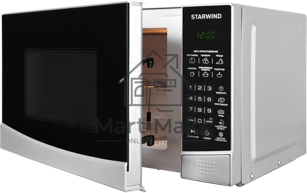 Микроволновая печь Starwind SMW3120 серебристый/черный, 20 л, 700 Вт, переключатели - сенсор