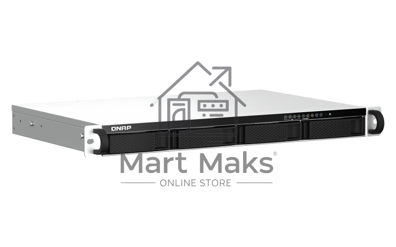 Сетевое хранилище SMB QNAP TS-464eU-8G NAS 4 HDD trays, rackmount 1U, 1 PSU. 4-core Intel Celeron N5105/N5095 2.0-2.9 GHz, 8 GB RAM, 2x2.5GbE, 2xUSB 3.2 Gen 2 (10Gbps), 2xUSB 2.0, 1xHDMI, 2xM.2 PCIe Gen 3 x1 slots, W/o rail kit RAIL-B02