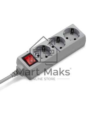 Сетевой фильтр Buro 300SL-1-G 1м (3 розетки) серый (пакет ПЭ)