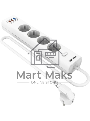 Сетевой фильтр Philips CHP4346WC/51, 5м, 4 розетки, белый