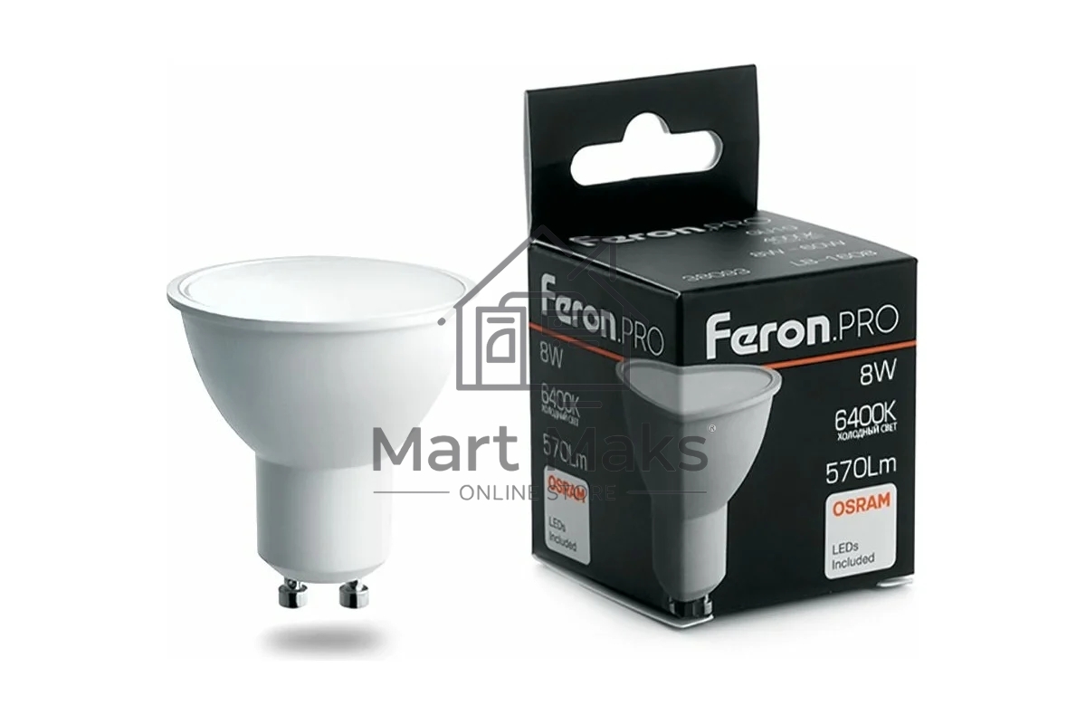 Лампа светодиодная FERON PRO LB-1608 (38094) 8 вт 230в GU10 дневной