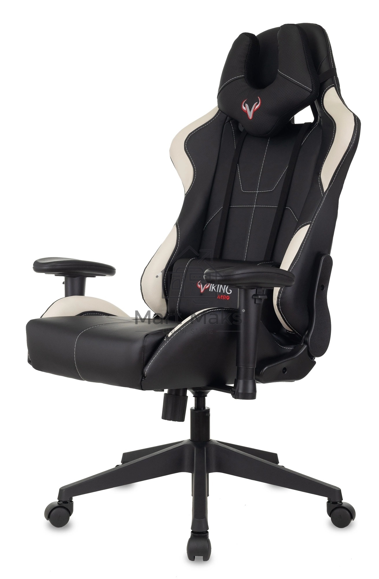 Кресло игровое Бюрократ VIKING 5 AERO WHITE черный/белый искусственная кожа