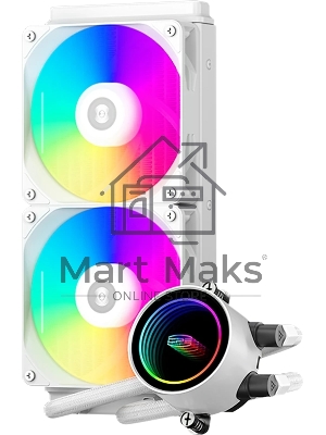 Система охлаждения PCCooler DA240 ARGB WH (270W, 240мм, белый, ARGB/ Fans: 2x120мм, 73.6CFM, -dBA, 1800RPM/ Pump height 55мм, -dBA, 3000RPM, Rad thickness 27мм/ S: 1851, 1700, 1200, 20XX, 115X, AM5, AM4)