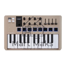 Клавиатура MIDI 231508 Arturia MiniLAB 3 Champagne 25 клавиш, 8 энкодеров, 8 RGb пэдов, 8 фейдеров, дисплей, сенсорные регуляторы Pitch/Modulation, MIDI-выход, 1/4
