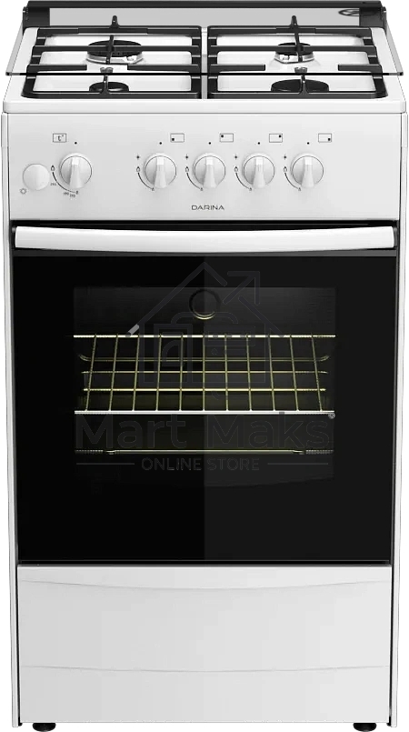 Плита газовая Darina 1B1 GM 441 008 W белый/черный, конфорок 4 шт, духовка 50 л, 50 см x 85 см x 51 см