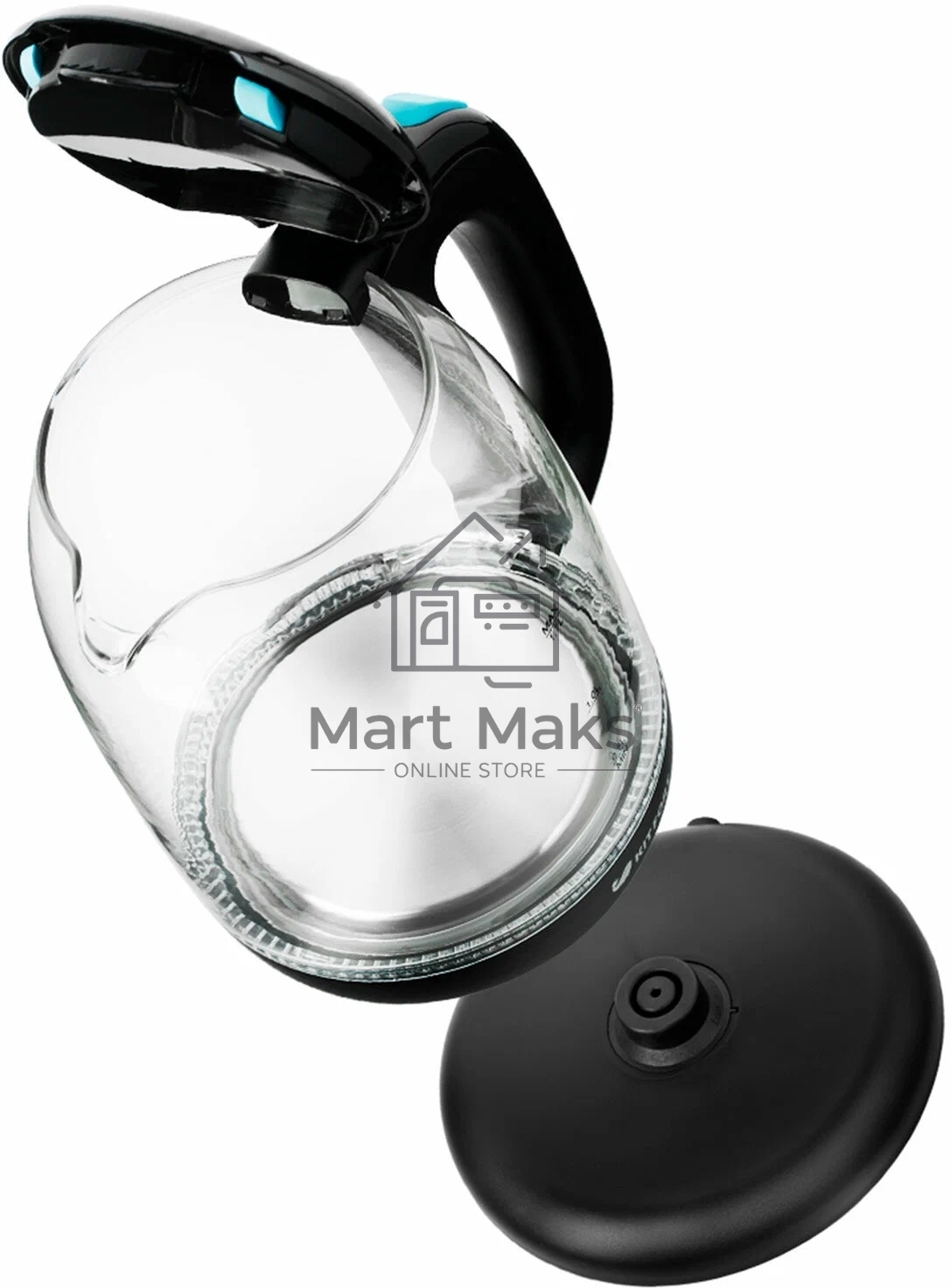 Чайник электрический Kitfort КТ-625-1 1.7л. 2200Вт черный/голубой (корпус: стекло)