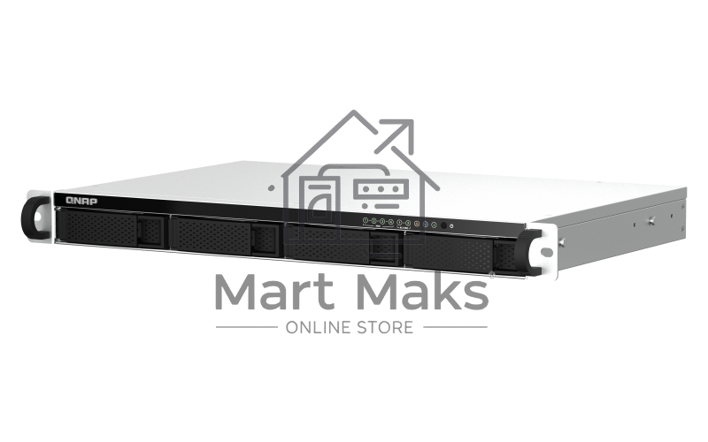 Сетевое хранилище SMB QNAP TS-464eU-8G NAS 4 HDD trays, rackmount 1U, 1 PSU. 4-core Intel Celeron N5105/N5095 2.0-2.9 GHz, 8 GB RAM, 2x2.5GbE, 2xUSB 3.2 Gen 2 (10Gbps), 2xUSB 2.0, 1xHDMI, 2xM.2 PCIe Gen 3 x1 slots, W/o rail kit RAIL-B02