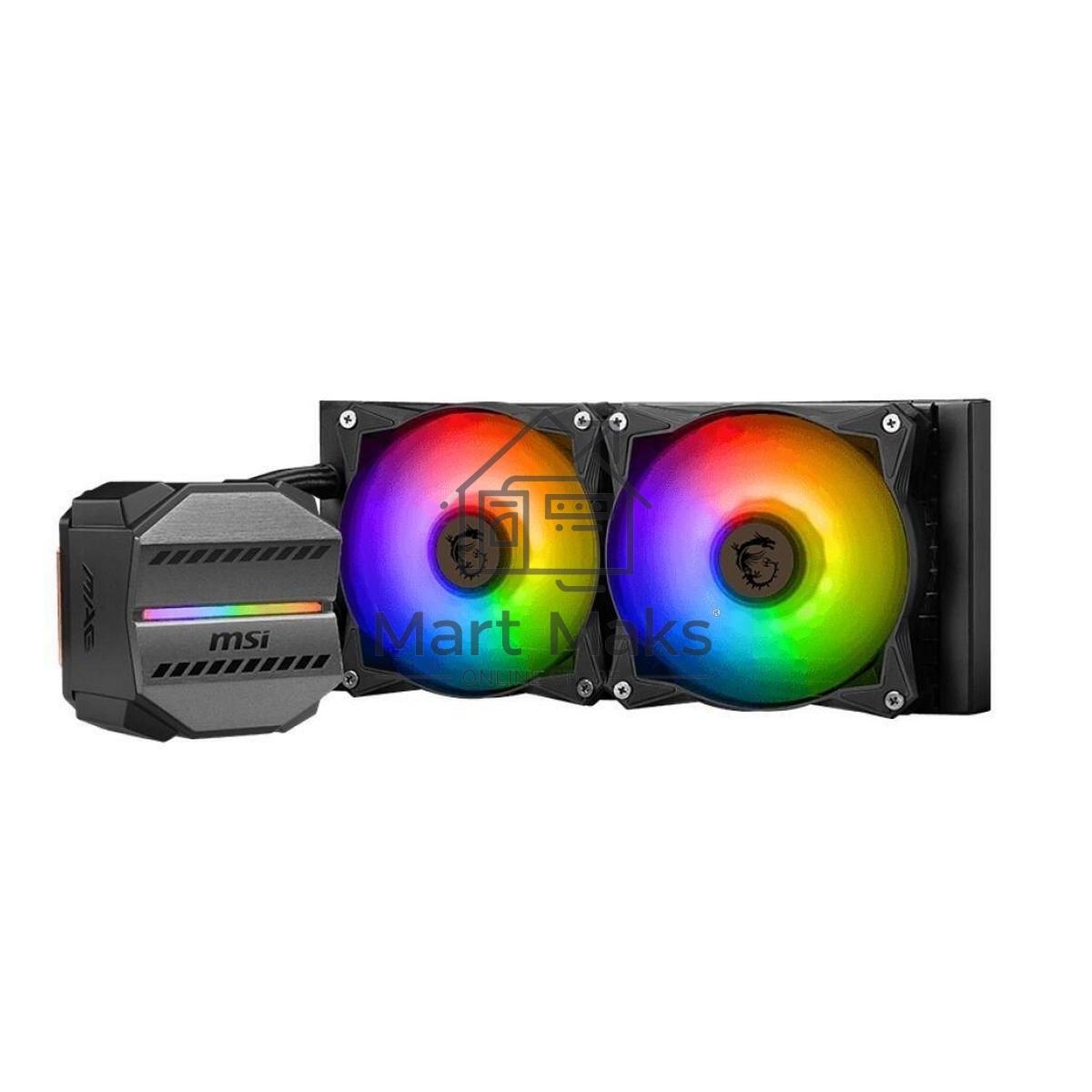 Жидкостная система охлаждения MSI MAG CORELIQUID M240 2x ARGB черный 120мм алюминий+медь 2000rpm 34.3db 4-pin 300W