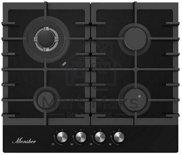 Газовая варочная панель встраиваемая Monsher MKFG 60 G-GFT черный
