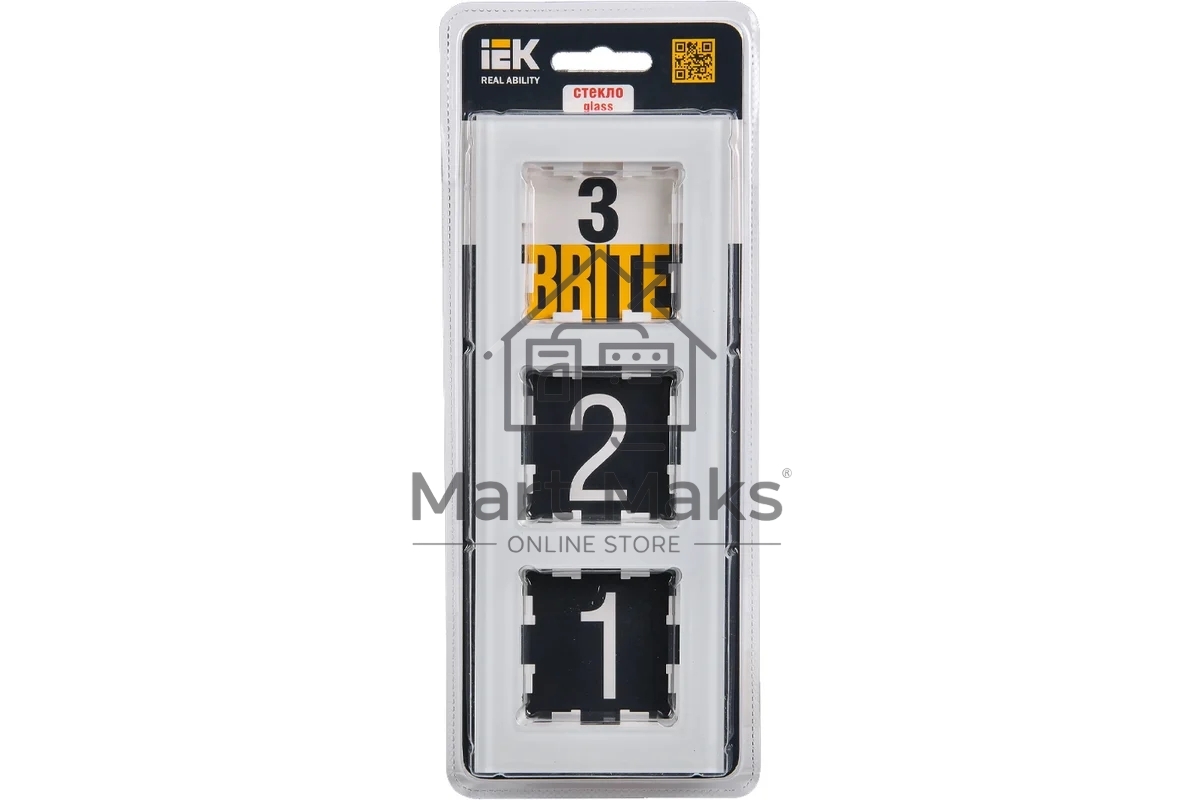 Рамка 3 -местная IEK BRITE РУ-3-2-БрБ стекло белый