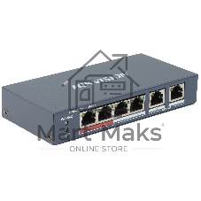 Коммутатор Hikvision DS-3E0106P-E/M(B), 4×100 Мбит/с PoE + 2×100 Мбит/с, неуправляемый