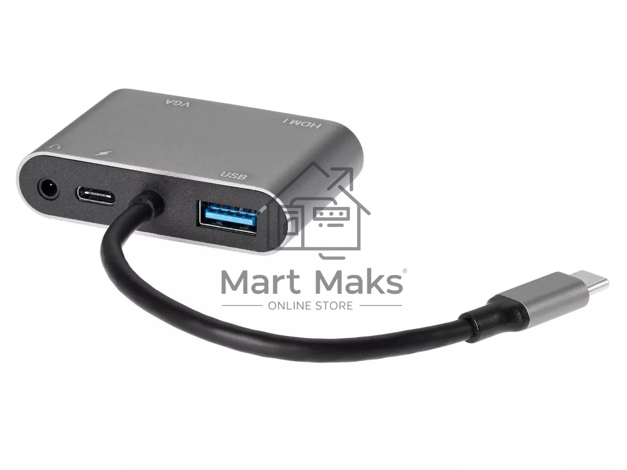 Адаптер USB Type-Cm-->VGA, HDMI 4k*30Hz, USB3.0, PD, Audio,iOpen (Aopen/Qust/VCOM)<ACU4511>