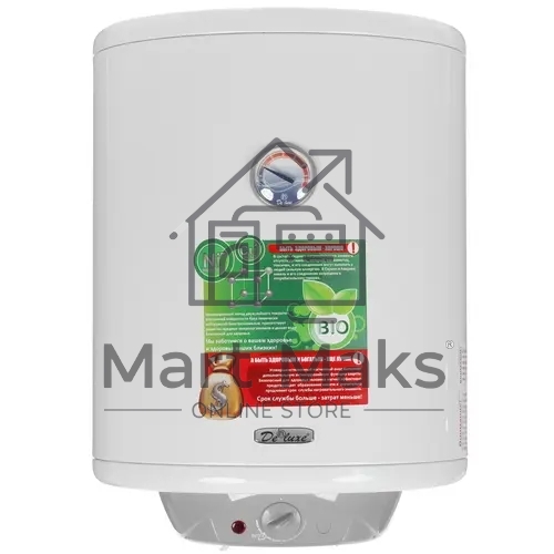 Водонагреватель De Luxe W50V1 Объём 50л, мощность 1.5квт, нагрев 2.ч, вес 20кг, ШхВхГ 30x556x430 мм