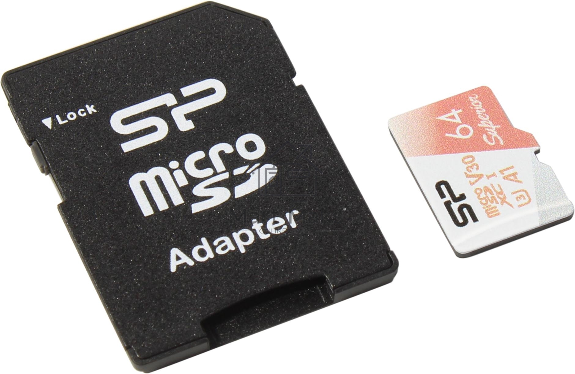 Флеш карта microSD 64Gb Silicon Power Superior A1 microSDXC Class 10 UHS-I U3 100/80 Mb/s (SD адаптер)
