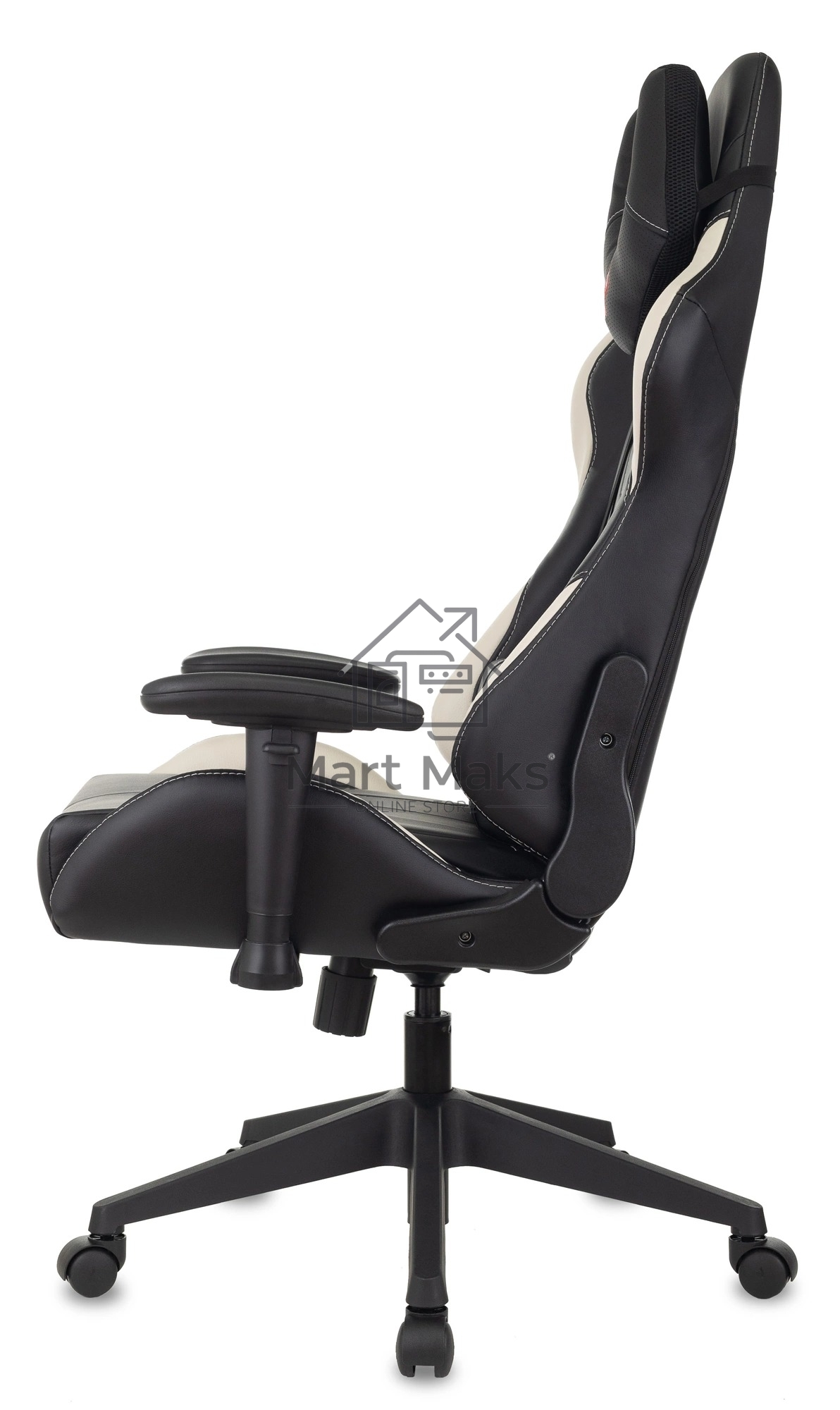 Кресло игровое Бюрократ VIKING 5 AERO WHITE черный/белый искусственная кожа