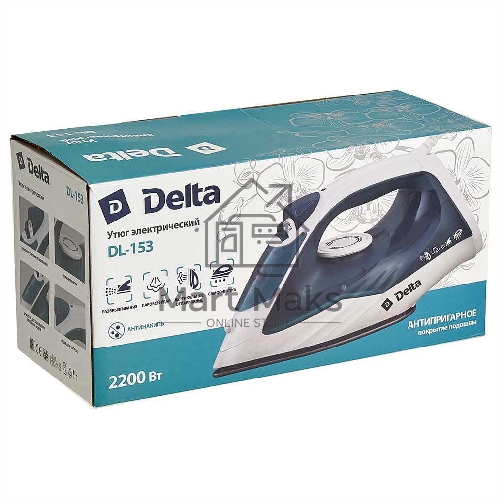 Утюг DELTA DL-153 белый с бирюзовым