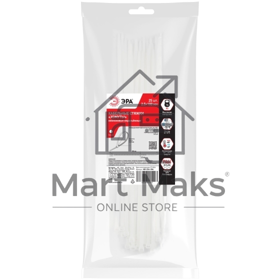 Хомут кабельный 2.5х100 NO-224-204 белый (уп.25 шт) Эра Б0065988