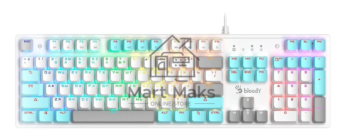 Клавиатура проводная A4Tech Bloody S510N USB белый