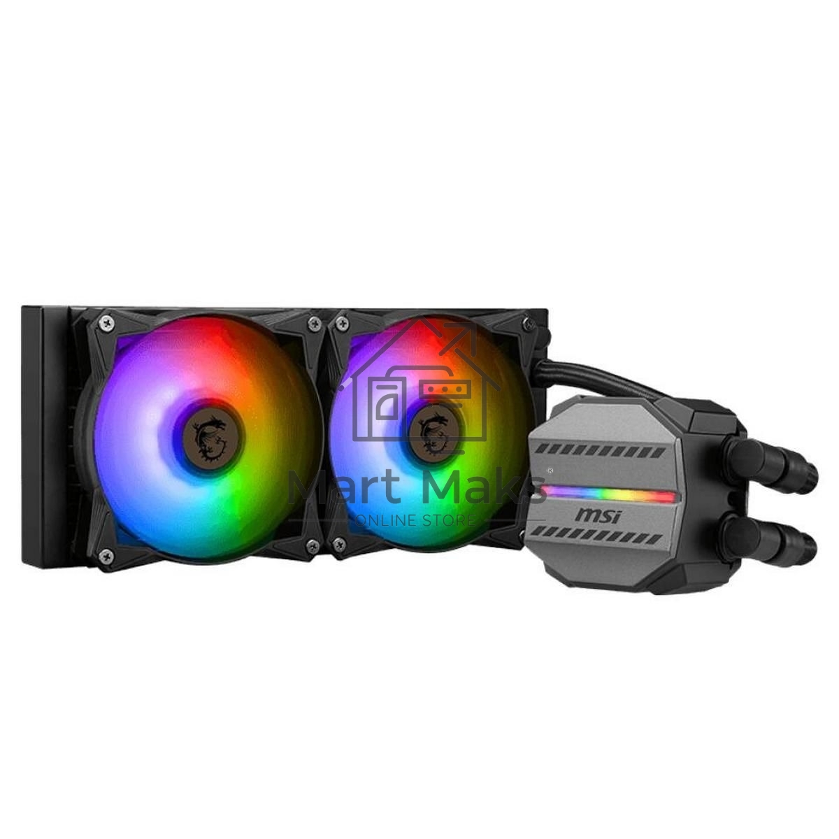 Жидкостная система охлаждения MSI MAG CORELIQUID M240 2x ARGB черный 120мм алюминий+медь 2000rpm 34.3db 4-pin 300W