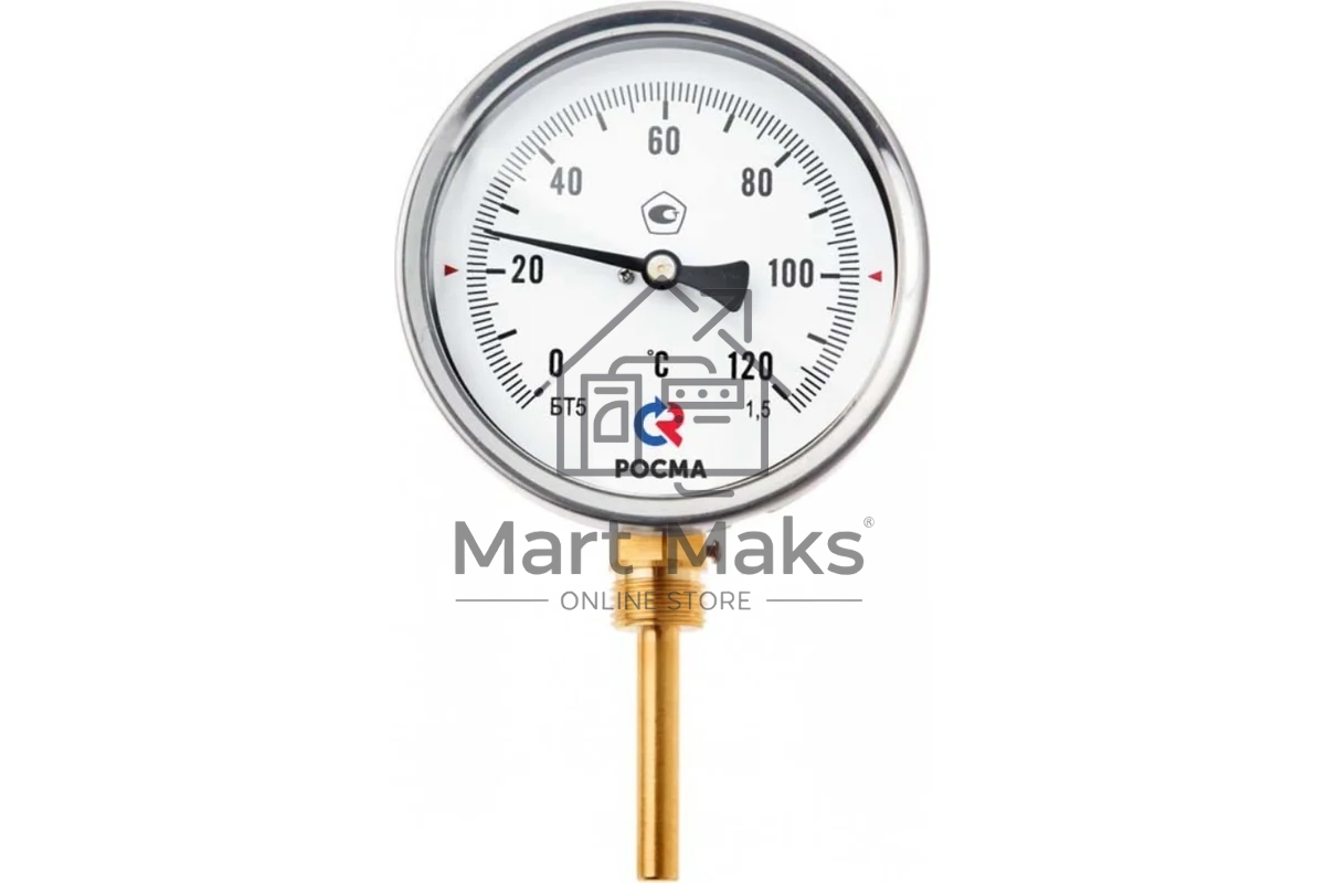 Термометр биметаллический радиальный БТ-52.211 0...120С 1/2' 64 кл.1.5