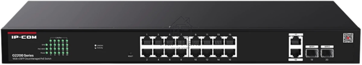 Коммутатор IP-COM G2220P-16-250W, 16×1 Гбит/с PoE + 2×1 Гбит/с + 2×1 Гбит/с SFP, управляемый