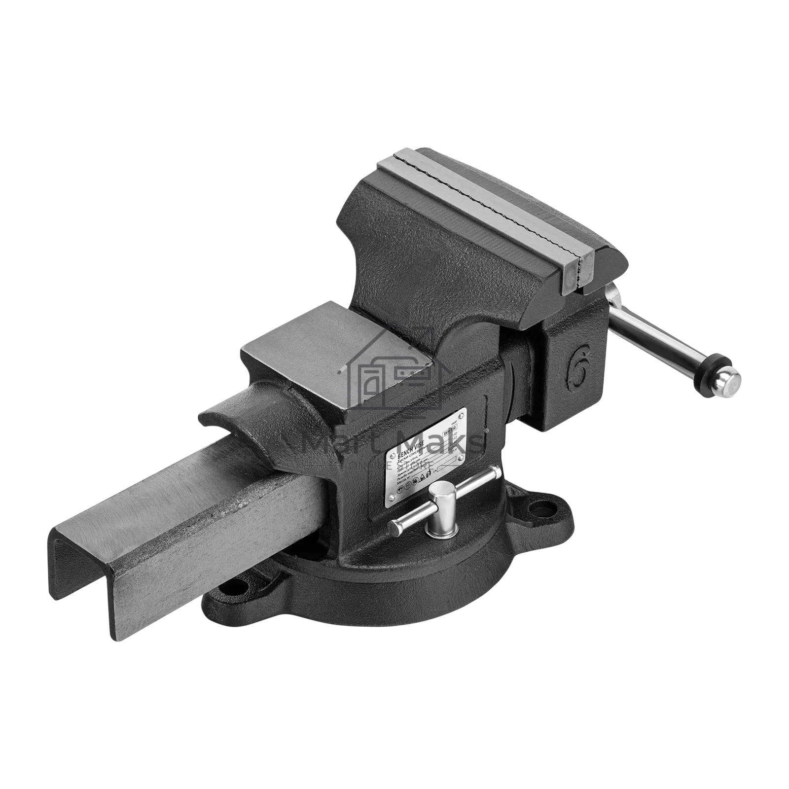 Тиски слесарные Denzel BVH-150 150 мм, поворотные, стальная направляющая, с наковальней