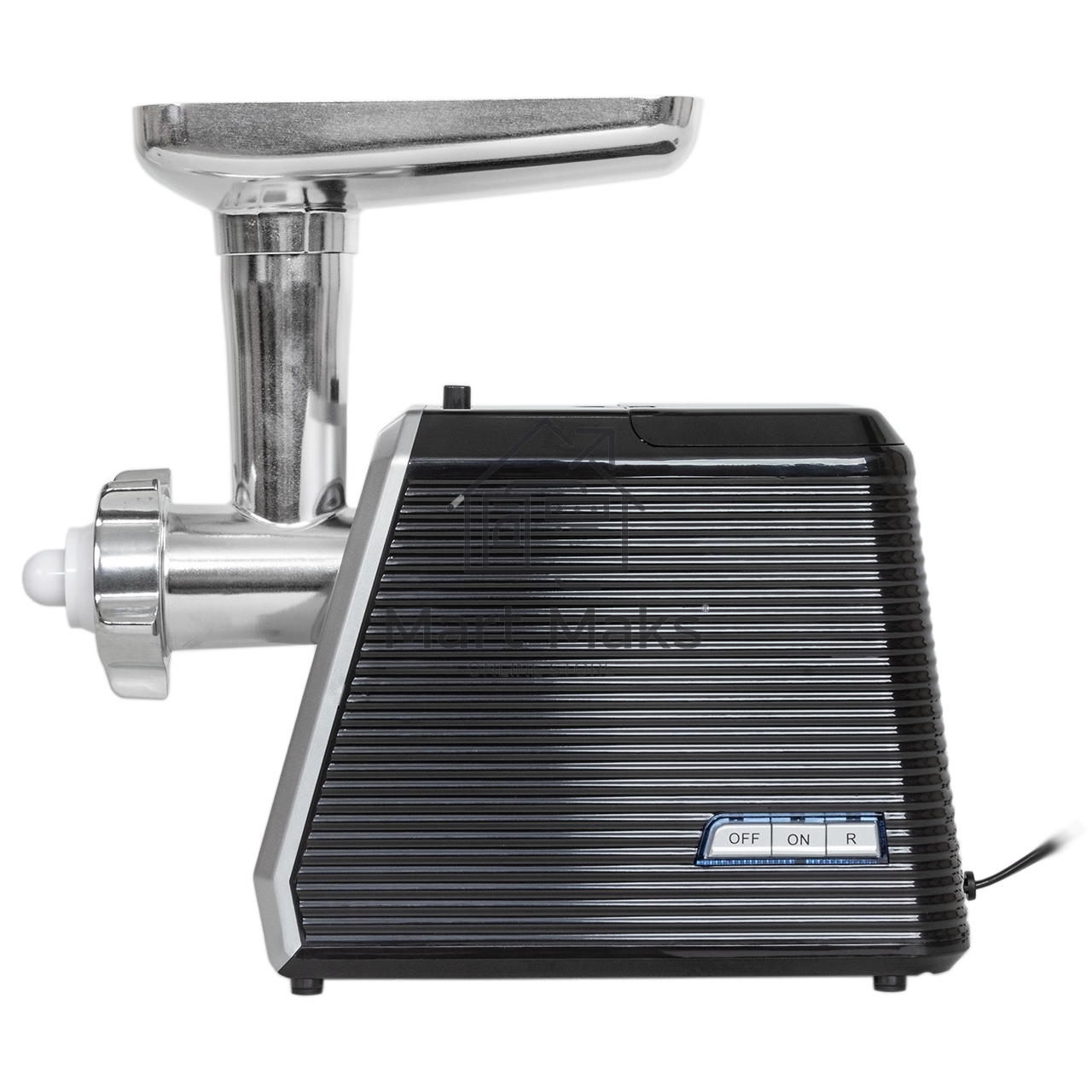 Мясорубка электрическая JVC JK-MG128 черный, 2500 Вт, 2.7 кг/мин, реверс, металлический лоток, насадки - 4