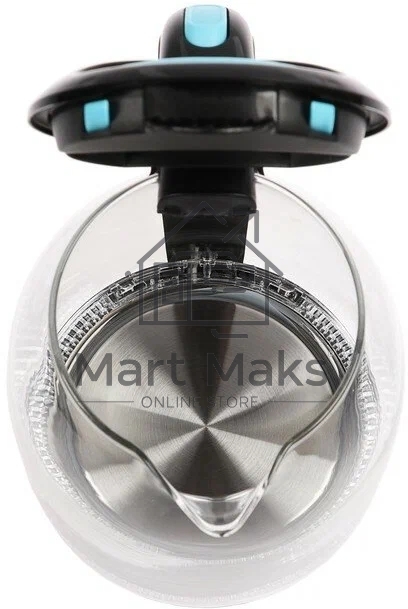 Чайник электрический Kitfort КТ-625-1 1.7л. 2200Вт черный/голубой (корпус: стекло)