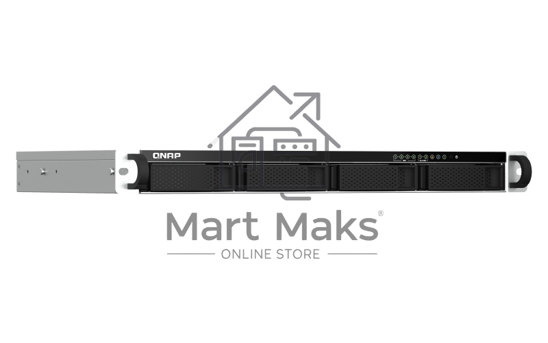 Сетевое хранилище SMB QNAP TS-464eU-8G NAS 4 HDD trays, rackmount 1U, 1 PSU. 4-core Intel Celeron N5105/N5095 2.0-2.9 GHz, 8 GB RAM, 2x2.5GbE, 2xUSB 3.2 Gen 2 (10Gbps), 2xUSB 2.0, 1xHDMI, 2xM.2 PCIe Gen 3 x1 slots, W/o rail kit RAIL-B02