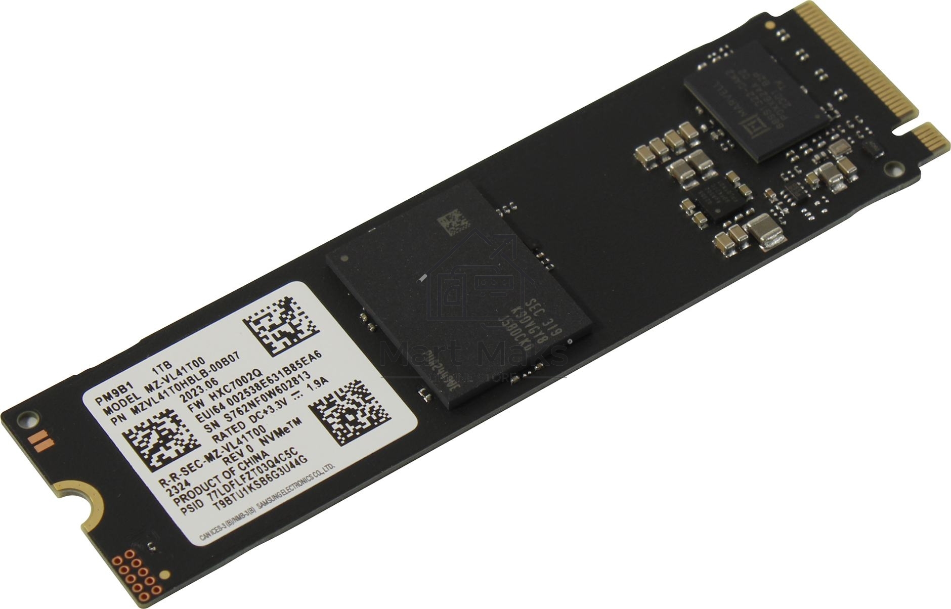 Накопитель SSD Samsung PM9B1, 1Tb, M.2 2280, PCIe 4.0 x4, NVMe, R/W 3600/3000