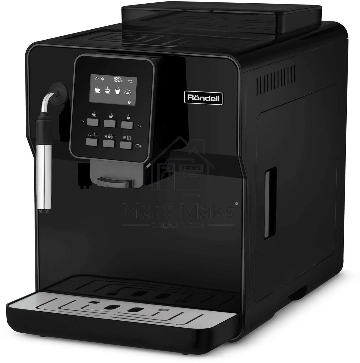 Кофемашина автоматическая Rondell RDE-1109 черный/серебристый, исп. кофе - молотый/зерновой, 1.6 л, 1350 Вт, 20 бар